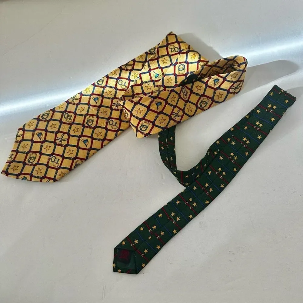 Tommy Hilfiger yellow silk pattern tie